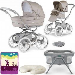 Bebecar Stylo Class+ 2 in 1 Pram + Raincover & FREE Crib, Blanket & Nursing Pillow, Stone