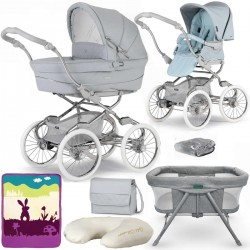 Bebecar Stylo Class+ 2 in 1 Pram + Raincover & FREE Bag, Crib, Blanket & Nursing Pillow, Sky Blue
