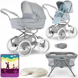 Bebecar Stylo Class+ 2 in 1 Pram + Raincover & FREE Crib, Blanket & Nursing Pillow, Sky Blue