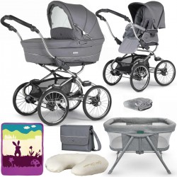 Bebecar Stylo Class+ 2 in 1 Pram + Raincover & FREE Bag, Crib, Blanket & Nursing Pillow, Stormy Grey