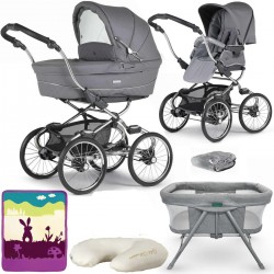 Bebecar Stylo Class+ 2 in 1 Pram + Raincover & FREE Crib, Blanket & Nursing Pillow, Stormy Grey
