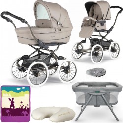 Bebecar Stylo Class+ 2 in 1 Pram + Raincover & FREE Crib, Blanket & Nursing Pillow, Autumn Beige