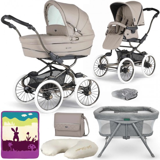 Bebecar Stylo Class+ 2 in 1 Pram + Raincover & FREE Bag, Crib, Blanket & Nursing Pillow, Autumn Beige Bebecar Stylo Class+ 2 in 1 Pram + Raincover & FREE Bag, Crib, Blanket & Nursing Pillow, Autumn Beige