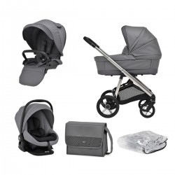 Bebecar Face Combi + Lie Flat Car Seat Travel System + Raincover, FREE Changing Bag, Shadow