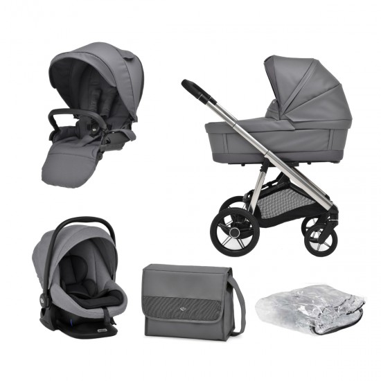 Bebecar Face Combi + i-Size Car Seat Travel System + Raincover, FREE Changing Bag, Shadow