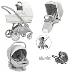 Bebecar Minipop Trio 3 in 1 Travel System + Lie Flat Car Seat, Porcelaine