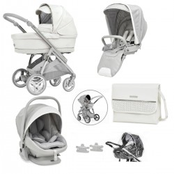 Bebecar Minipop Trio 3 in 1 Travel System + Lie Flat Car Seat, FREE Changing Bag, Porcelaine