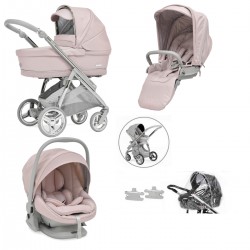 Bebecar Minipop Trio 3 in 1 Travel System + Lie Flat Car Seat, Roselle