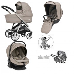 Bebecar Minipop Trio 3 in 1 Travel System + Lie Flat Car Seat, Truffle