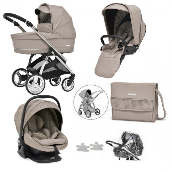 Bebecar Minipop Trio 3 in 1 Travel System + Lie Flat Car Seat & Free Bag, Truffle