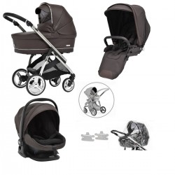 Bebecar Minipop Trio 3 in 1 Travel System + Lie Flat Car Seat, Cacao