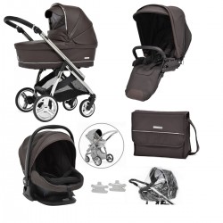 Bebecar Minipop Trio 3 in 1 Travel System + Lie Flat Car Seat & Free Bag, Cacao