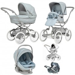 Bebecar Stylo Class+ Pram + Lie Flat Car Seat Travel System + Raincover, Celestine