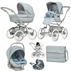Bebecar Stylo Class+ Pram + Lie Flat Car Seat Travel System + Raincover & FREE Bag, Celestine