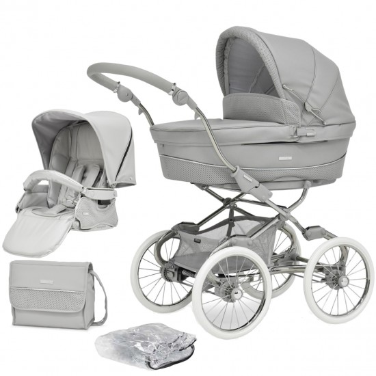Bebecar Stylo Class+ 2 in 1 Pram + Raincover, FREE Changing Bag, Graphite