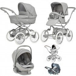 Bebecar Stylo Class+ Pram + Lie Flat Car Seat Travel System + Raincover, Graphite