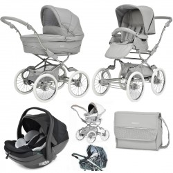 Bebecar Stylo Class+ Pram + New Aurea Car Seat Travel System + Raincover, FREE Changing Bag, Graphite