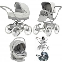 Bebecar Stylo Class+ Pram + Lie Flat Car Seat Travel System + Raincover, Halo