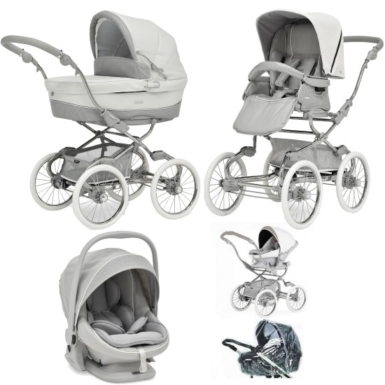 Bebecar Stylo Class+ Pram + Lie Flat Car Seat Travel System + Raincover, Halo