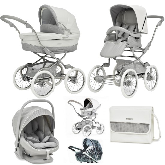 Bebecar Stylo Class+ Pram + Lie Flat Car Seat Travel System + Raincover & FREE Bag, Halo