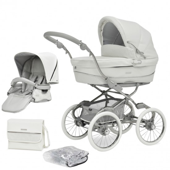 Bebecar Stylo Class+ 2 in 1 Pram + Raincover, FREE Changing Bag, Porcelaine