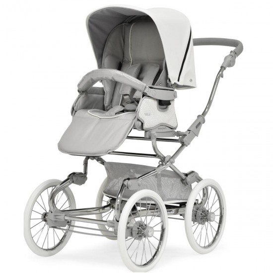 Bebecar Stylo Class+ Pram + Lie Flat Car Seat Travel System + Raincover & FREE Bag, Porcelaine