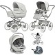Bebecar Stylo Class+ Pram + Lie Flat Car Seat Travel System + Raincover, Porcelaine