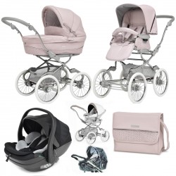 Bebecar Stylo Class+ Pram + New Aurea Car Seat Travel System + Raincover, FREE Changing Bag, Roselle