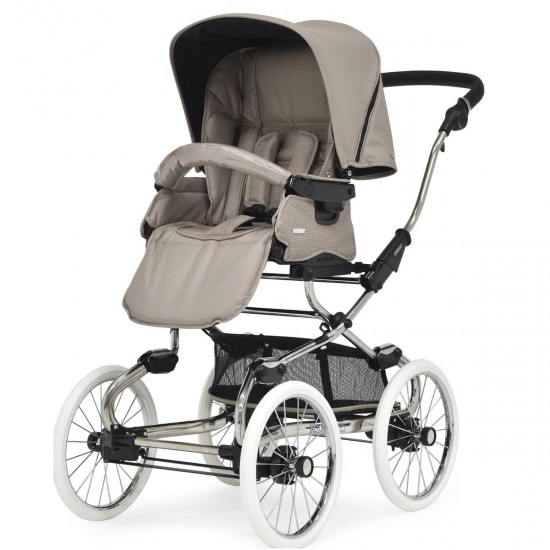 Bebecar Stylo Class+ Pram + Lie Flat Car Seat Travel System + Raincover, Truffle