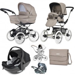 Bebecar Stylo Class+ Pram + New Aurea Car Seat Travel System + Raincover, FREE Changing Bag, Truffle