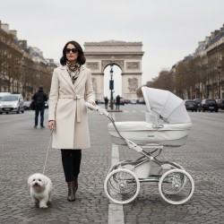 Bebecar Prive Stylo Class+ 2 in 1 Pram + Raincover, White Sparkle