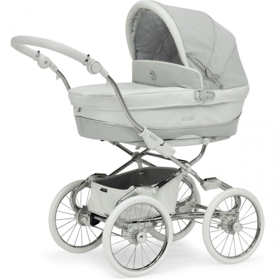 Bebecar Prive Stylo Class+ 2 in 1 Pram + Raincover, White Sparkle