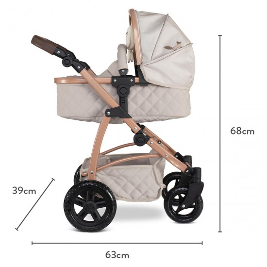 Cosatto Wow 3 in 1 Dolls Pram and Car Seat Travel System Bundle, Whisper Cosatto Wow 3 in 1 Dolls Pram and Car Seat Travel System Bundle, Whisper