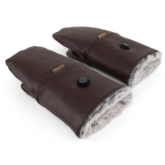 Cosatto Ultimate Heated Rechargable Snuggle Pram Mitts, Brown