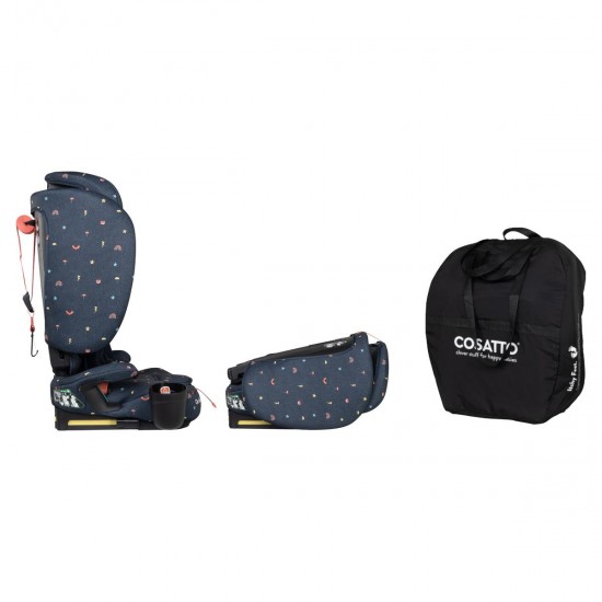 Cosatto On The Go i-Size Travel Car Seat with Carry Bag, Doodle Days