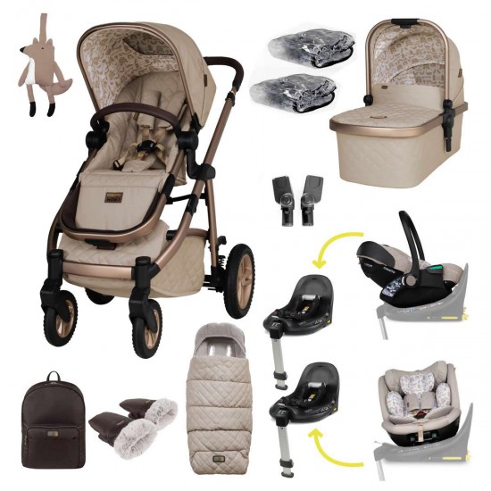 Cosatto Wow 3 All Stage Family Rotate & Recline 2 Base Bundle, Whisper