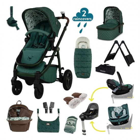 Cosatto Wow 3 Special Edition All Stage Family Rotate & Recline 2 Base Mega Bundle, Wildwood