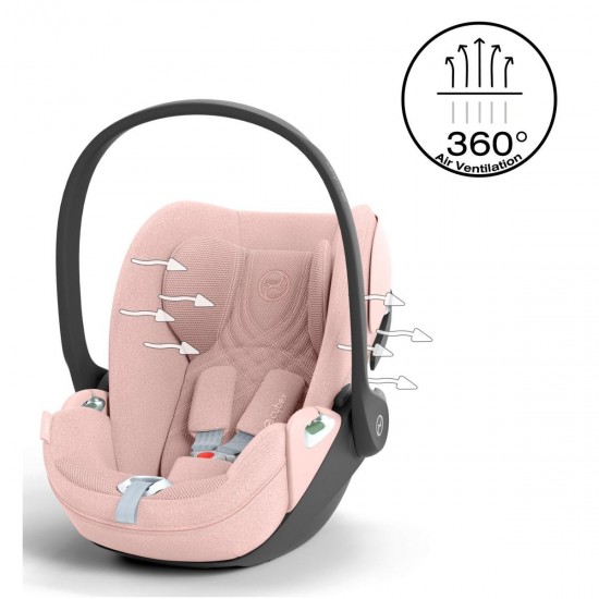 Cybex Priam + Carrycot + Cloud T Plus Isofix Travel System, Peach Pink