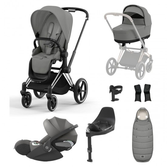 Cybex Priam + Carrycot + Cloud T Isofix Travel System, Mirage Grey