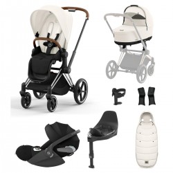 Cybex Priam + Carrycot + Cloud T Isofix Travel System, Off White