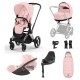 Cybex Priam + Carrycot + Cloud T Plus Isofix Travel System, Peach Pink