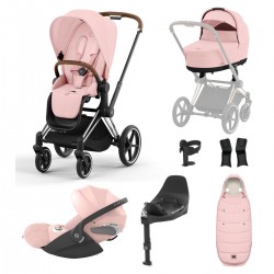 Cybex Priam + Carrycot + Cloud T Plus Isofix Travel System, Peach Pink