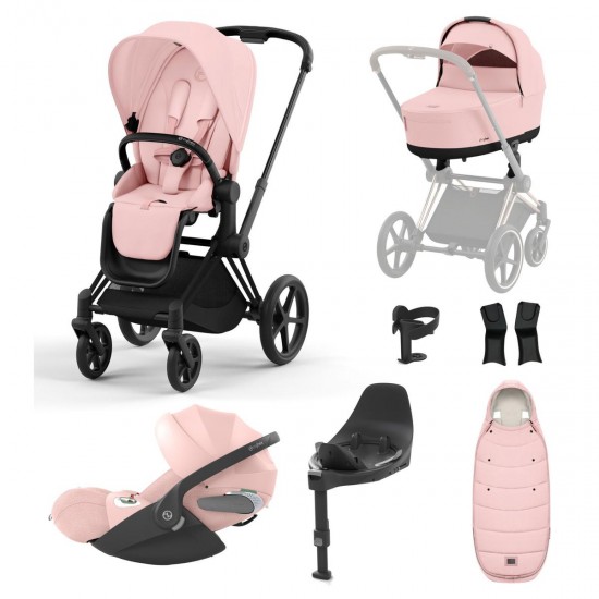 Cybex Priam + Carrycot + Cloud T Plus Isofix Travel System, Peach Pink