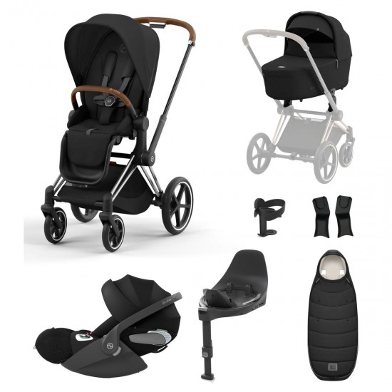 Cybex Priam + Carrycot + Cloud T Isofix Travel System, Sepia Black