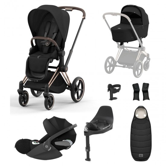 Cybex Priam + Carrycot + Cloud T Isofix Travel System, Sepia Black