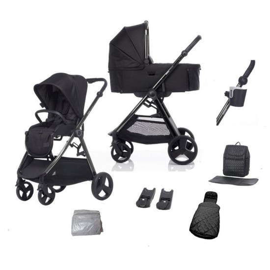 Didofy Stargazer 9 Piece Pram and Pushchair Bundle, Black