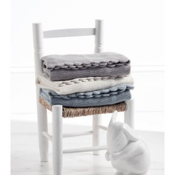 Silver Cloud Baby Boutique Luxury Garter Stitch Pram Blanket, Cream