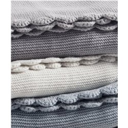 Silver Cloud Baby Boutique Luxury Garter Stitch Pram Blanket, Cream