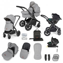 Ickle Bubba Stomp Luxe All in One Stratus i-Size Travel System Bundle, Pearl Grey / Black