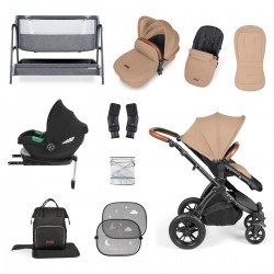 Ickle Bubba Stomp Luxe i-Size Cirrus Travel System & Home 14 Piece Bundle, Desert/Black